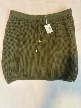 TiniBikini Olive Green Knit Drawstring Mini Skirt